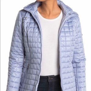 Via Spiga Quilted Box Stitch Hooded Coat M NWT